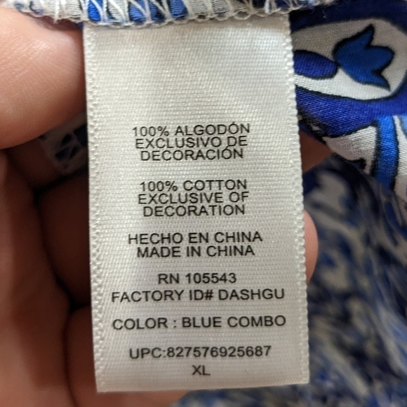 ✨3/$15 Milly for Design Nation blue white 1/2 sleeve blouse XL - Picture 8 of 8